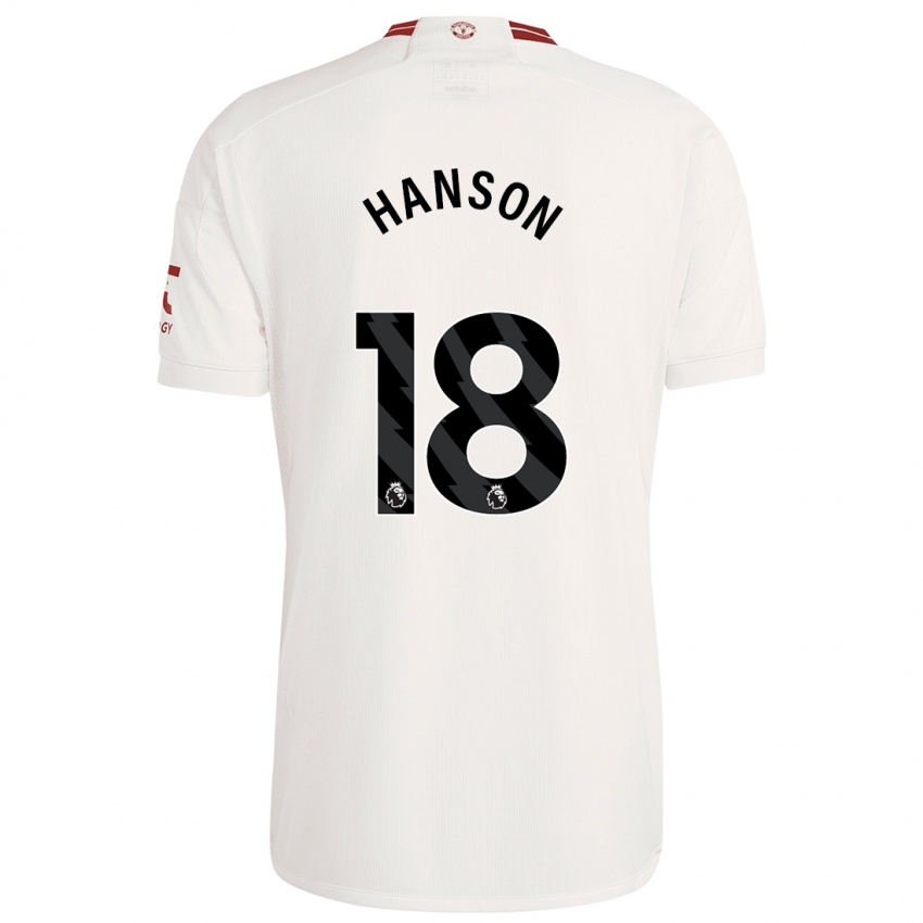 Niño Camiseta Kirsty Hanson #18 Blanco Equipación Tercera 2023/24 La Camisa Chile