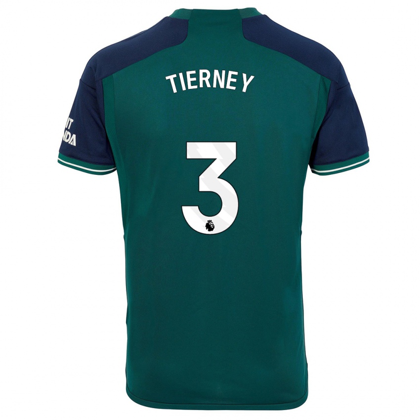 Niño Camiseta Kieran Tierney #3 Verde Equipación Tercera 2023/24 La Camisa Chile