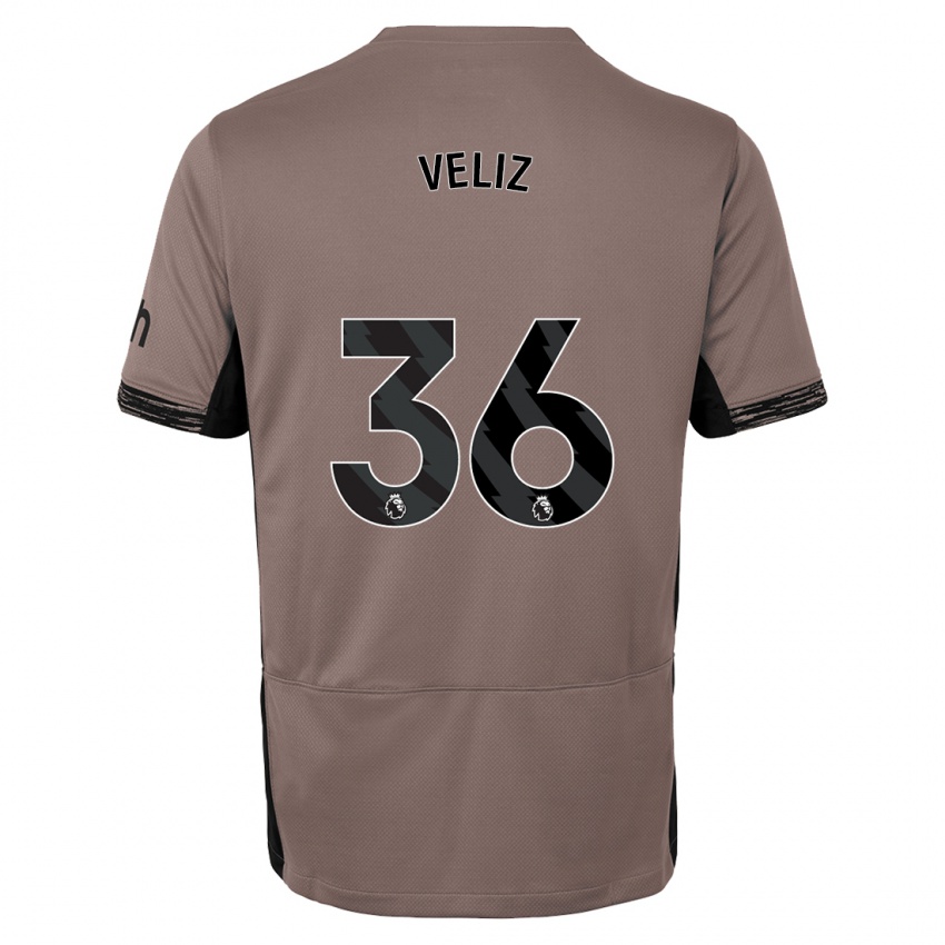 Niño Camiseta Alejo Véliz #36 Beige Obscuro Equipación Tercera 2023/24 La Camisa Chile