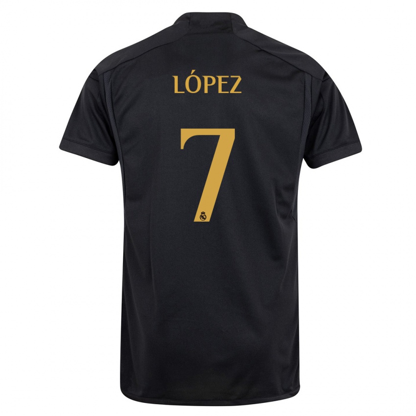 Niño Camiseta Noel López #7 Negro Equipación Tercera 2023/24 La Camisa Chile