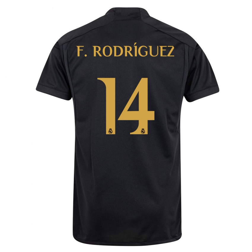 Niño Camiseta Fer Rodríguez #14 Negro Equipación Tercera 2023/24 La Camisa Chile