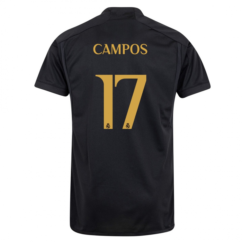 Niño Camiseta Andrés Campos #17 Negro Equipación Tercera 2023/24 La Camisa Chile