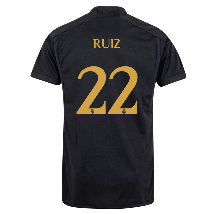 Niño Camiseta Ferran Ruiz #22 Negro Equipación Tercera 2023/24 La Camisa Chile