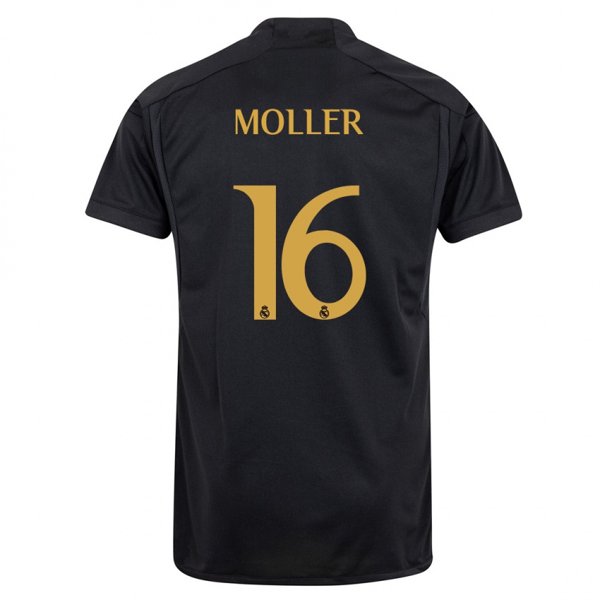 Niño Camiseta Caroline Moller #16 Negro Equipación Tercera 2023/24 La Camisa Chile