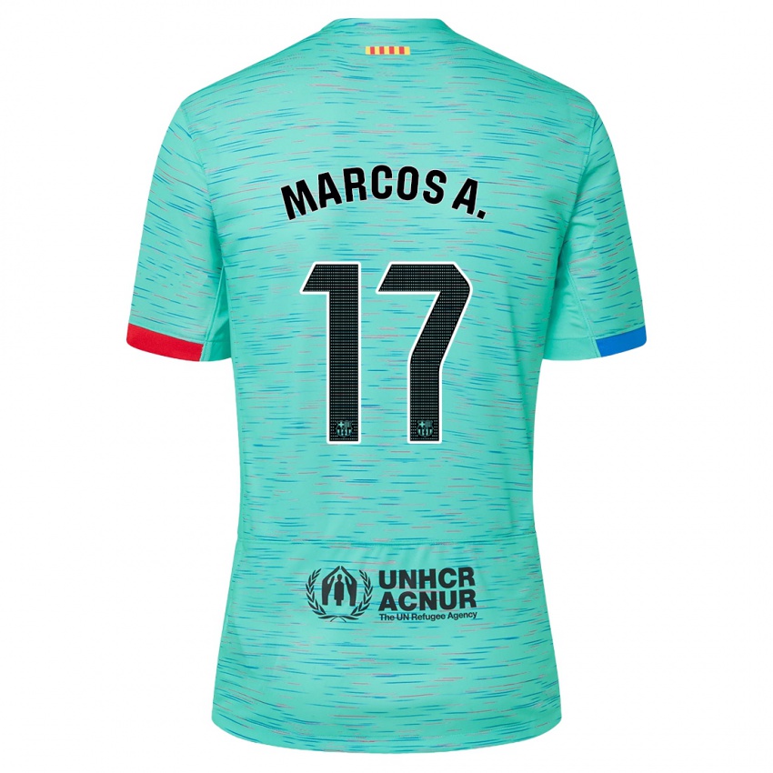 Niño Camiseta Marcos Alonso #17 Aguamarina Clara Equipación Tercera 2023/24 La Camisa Chile