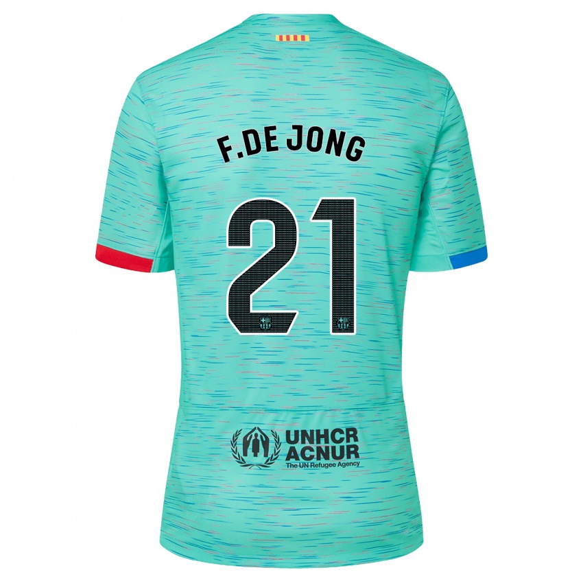 Niño Camiseta Frenkie De Jong #21 Aguamarina Clara Equipación Tercera 2023/24 La Camisa Chile