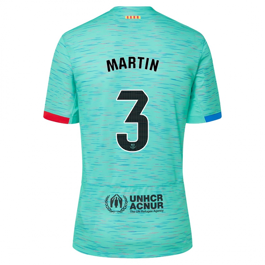 Niño Camiseta Gerard Martin #3 Aguamarina Clara Equipación Tercera 2023/24 La Camisa Chile