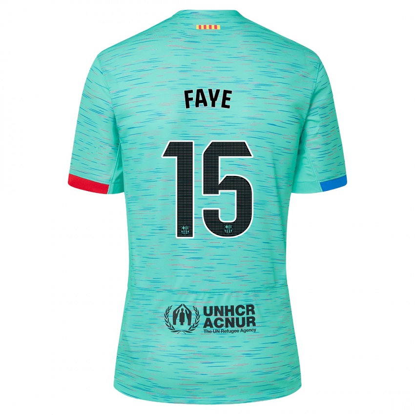 Niño Camiseta Mikayil Faye #15 Aguamarina Clara Equipación Tercera 2023/24 La Camisa Chile