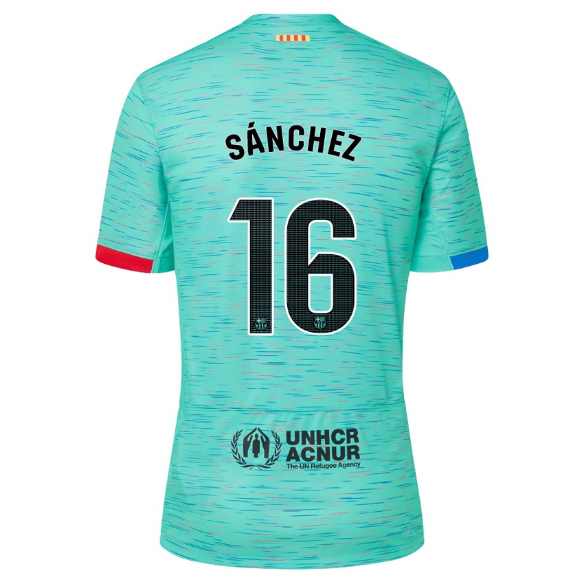 Niño Camiseta Edu Sánchez #16 Aguamarina Clara Equipación Tercera 2023/24 La Camisa Chile