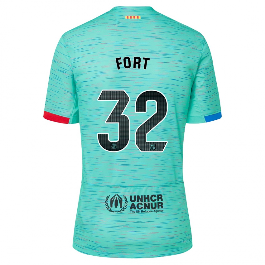 Niño Camiseta Héctor Fort #32 Aguamarina Clara Equipación Tercera 2023/24 La Camisa Chile