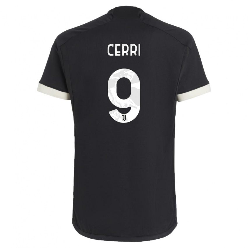 Niño Camiseta Leonardo Cerri #9 Negro Equipación Tercera 2023/24 La Camisa Chile