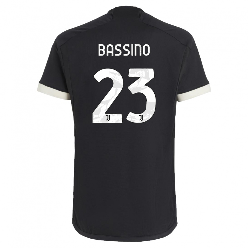 Niño Camiseta Alessandro Bassino #23 Negro Equipación Tercera 2023/24 La Camisa Chile