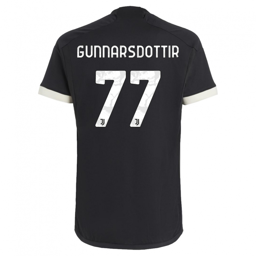 Niño Camiseta Sara Bjork Gunnarsdottir #77 Negro Equipación Tercera 2023/24 La Camisa Chile