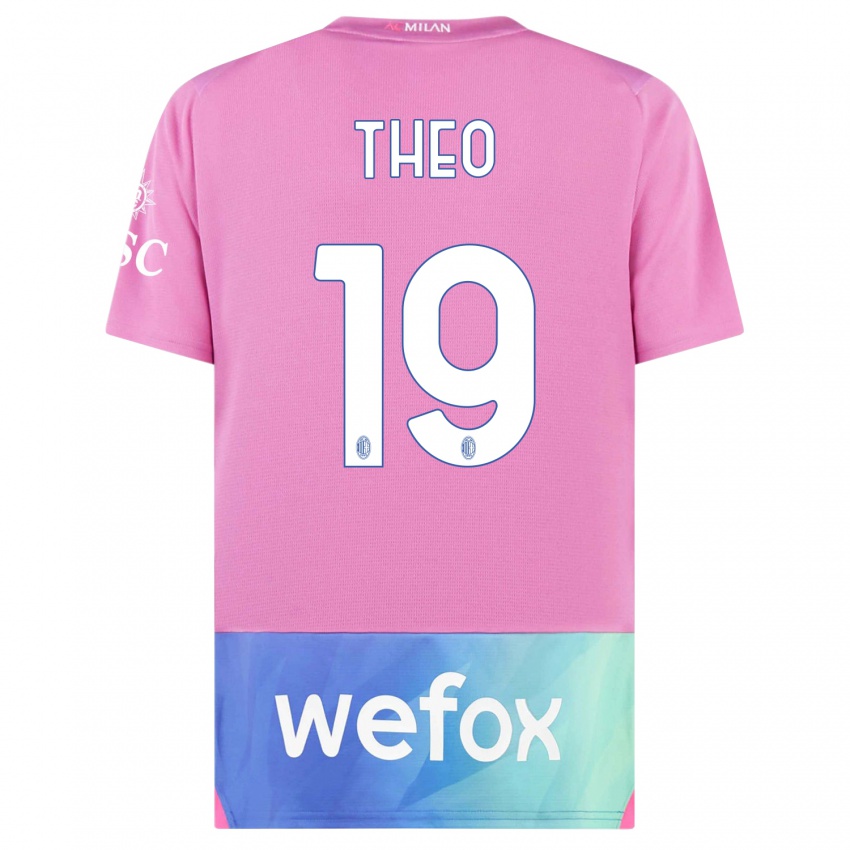 Niño Camiseta Theo Hernandez #19 Rosado Morado Equipación Tercera 2023/24 La Camisa Chile