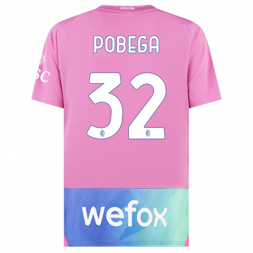 Niño Camiseta Tommaso Pobega #32 Rosado Morado Equipación Tercera 2023/24 La Camisa Chile