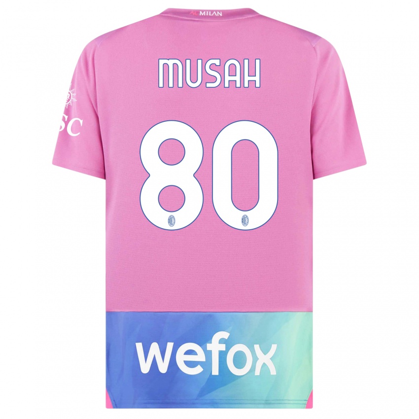 Niño Camiseta Yunus Musah #80 Rosado Morado Equipación Tercera 2023/24 La Camisa Chile
