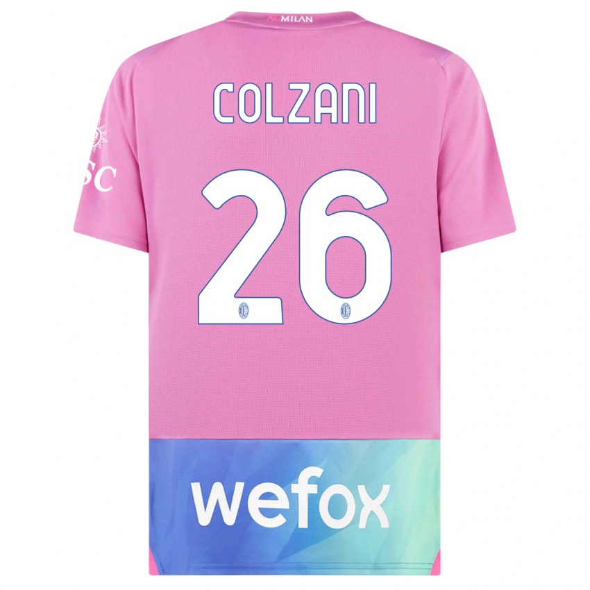 Niño Camiseta Edoardo Colzani #26 Rosado Morado Equipación Tercera 2023/24 La Camisa Chile