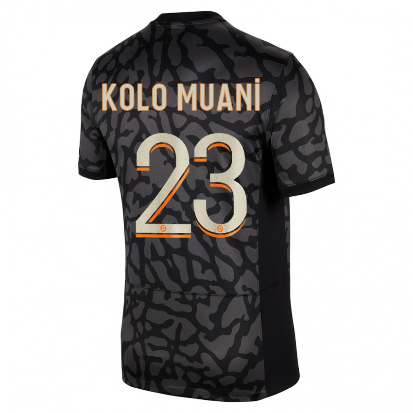 Niño Camiseta Randal Kolo Muani #23 Negro Equipación Tercera 2023/24 La Camisa Chile