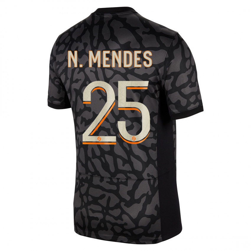 Niño Camiseta Nuno Mendes #25 Negro Equipación Tercera 2023/24 La Camisa Chile