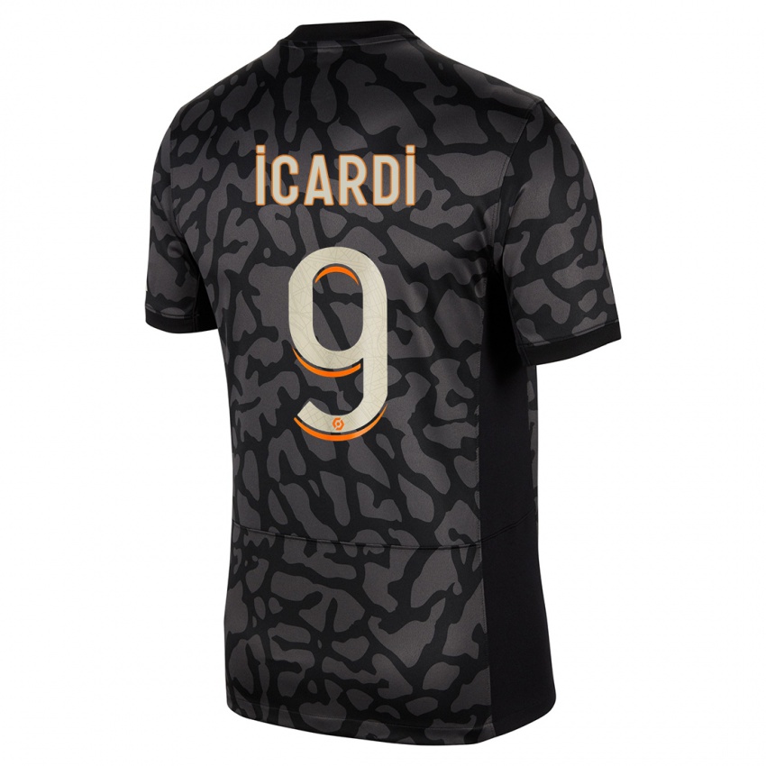 Niño Camiseta Mauro Icardi #9 Negro Equipación Tercera 2023/24 La Camisa Chile