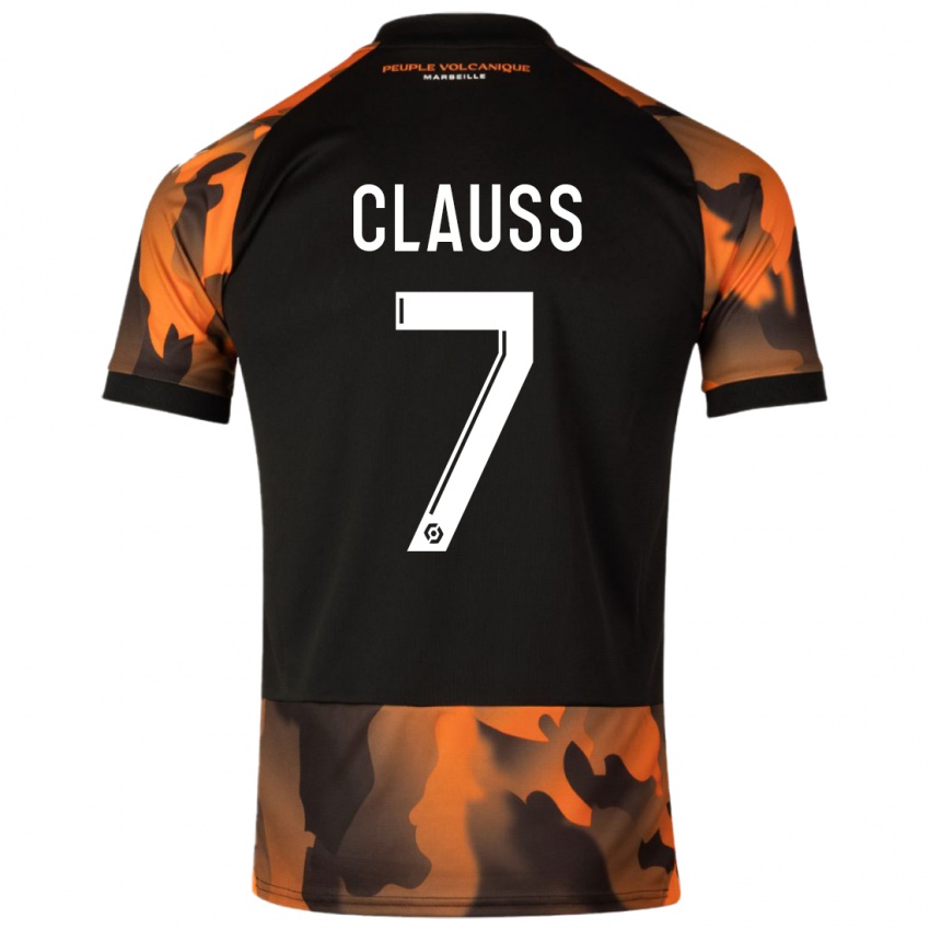 Niño Camiseta Jonathan Clauss #7 Negro Naranja Equipación Tercera 2023/24 La Camisa Chile