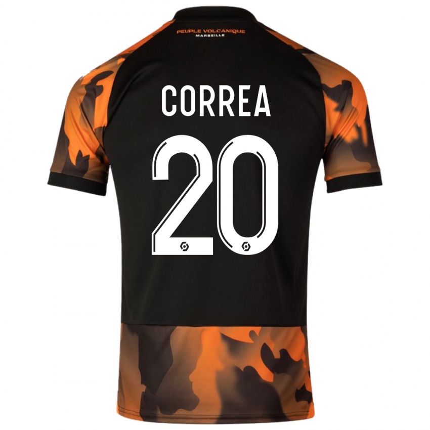 Niño Camiseta Joaquín Correa #20 Negro Naranja Equipación Tercera 2023/24 La Camisa Chile