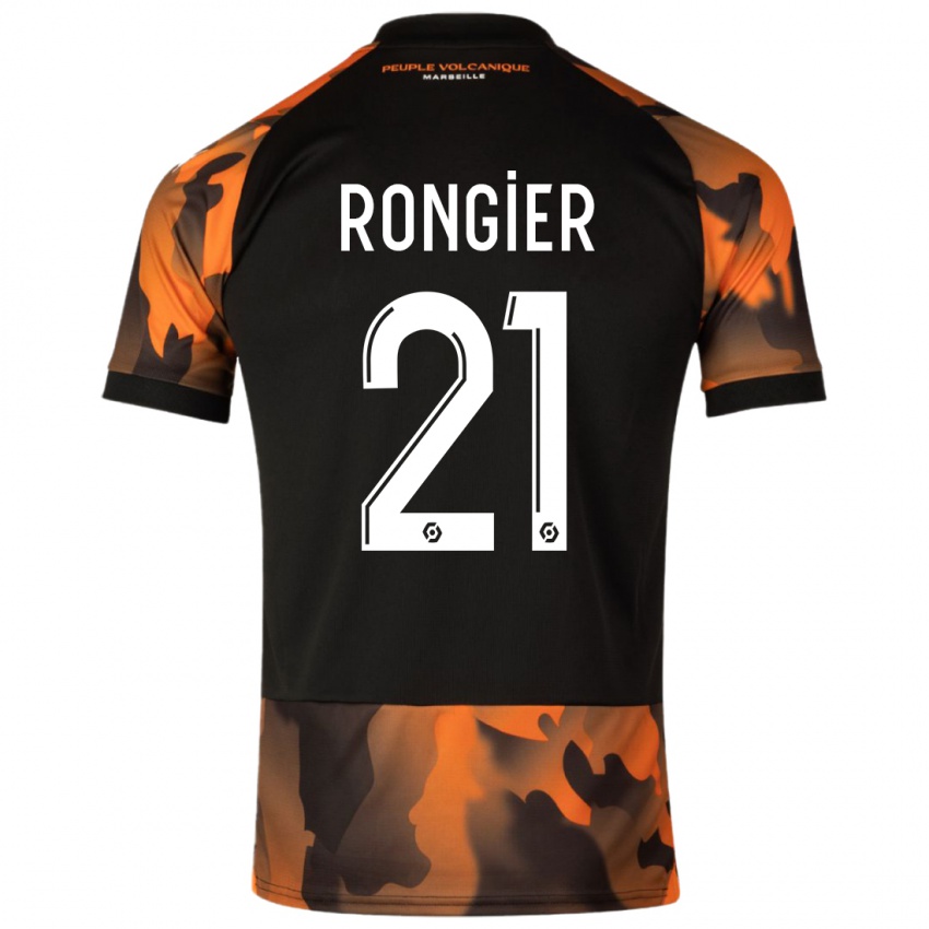 Niño Camiseta Valentin Rongier #21 Negro Naranja Equipación Tercera 2023/24 La Camisa Chile