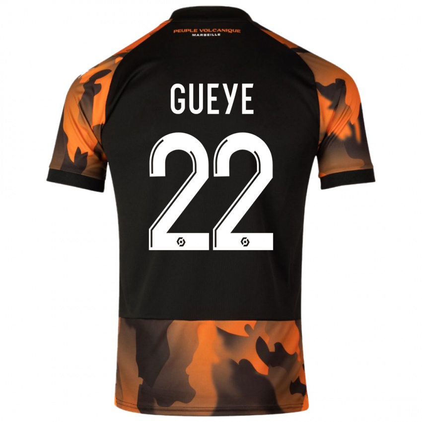 Niño Camiseta Pape Gueye #22 Negro Naranja Equipación Tercera 2023/24 La Camisa Chile