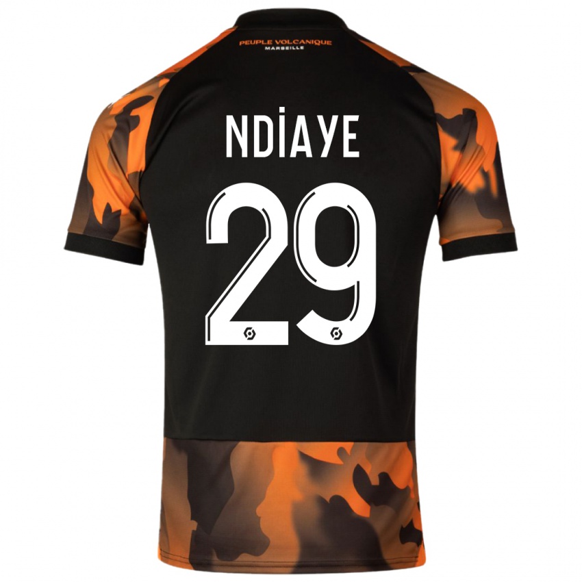 Niño Camiseta Iliman Ndiaye #29 Negro Naranja Equipación Tercera 2023/24 La Camisa Chile