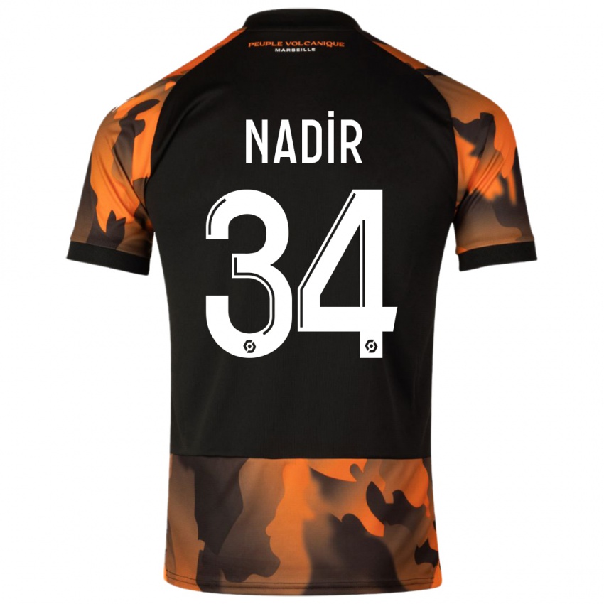 Niño Camiseta Bilal Nadir #34 Negro Naranja Equipación Tercera 2023/24 La Camisa Chile