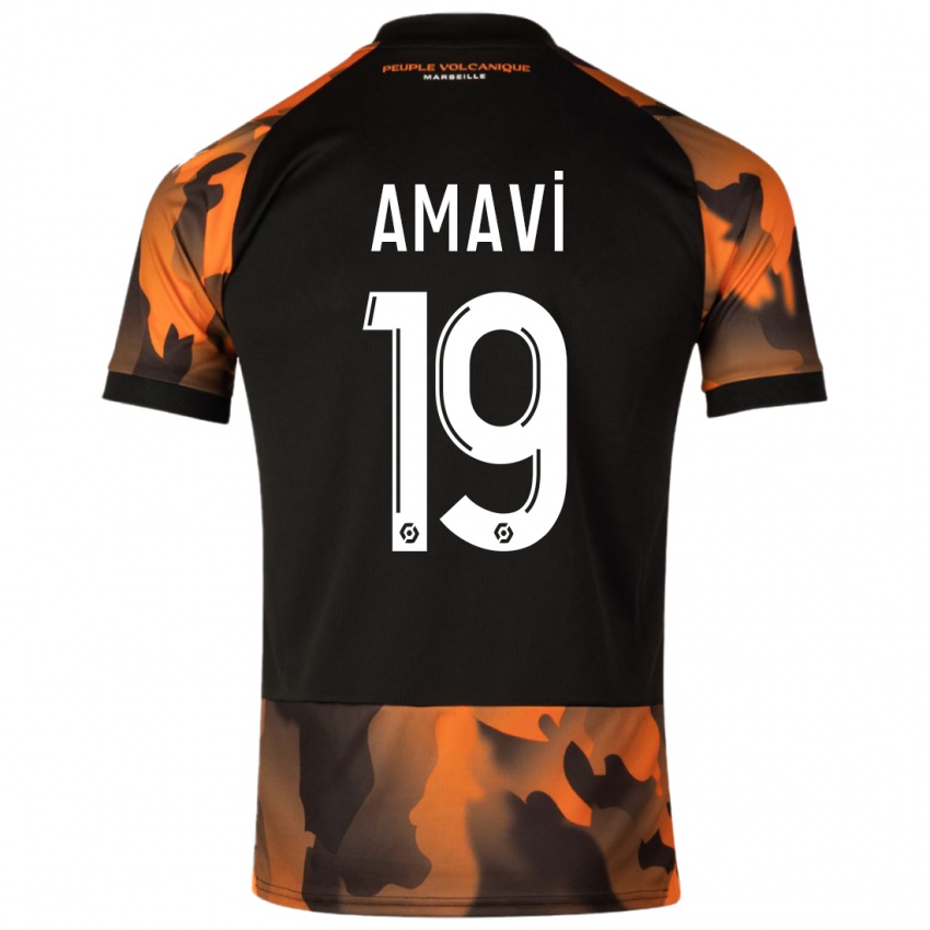 Niño Camiseta Jordan Amavi #19 Negro Naranja Equipación Tercera 2023/24 La Camisa Chile