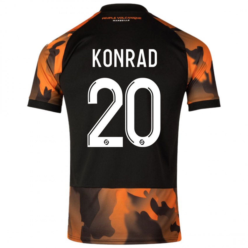 Niño Camiseta Konrad De La Fuente #20 Negro Naranja Equipación Tercera 2023/24 La Camisa Chile