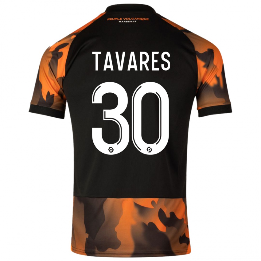 Niño Camiseta Nuno Tavares #30 Negro Naranja Equipación Tercera 2023/24 La Camisa Chile