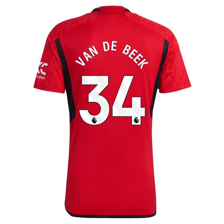 Hombre Camiseta Donny Van De Beek #34 Rojo 1ª Equipación 2023/24 La Camisa Chile