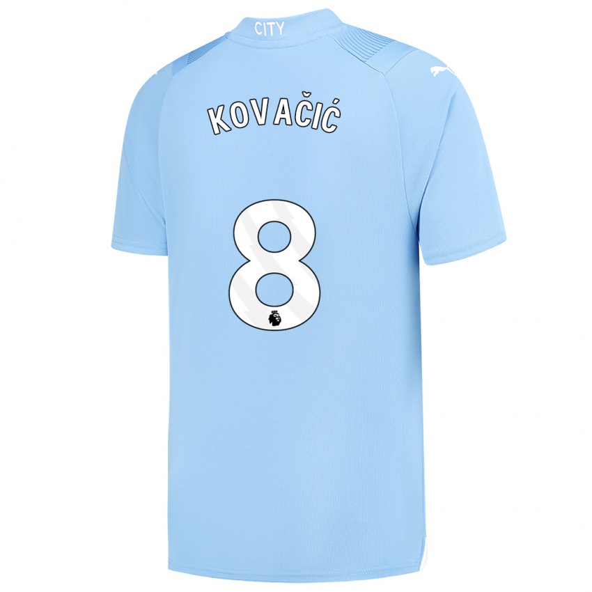 Hombre Camiseta Mateo Kovacic #8 Azul Claro 1ª Equipación 2023/24 La Camisa Chile