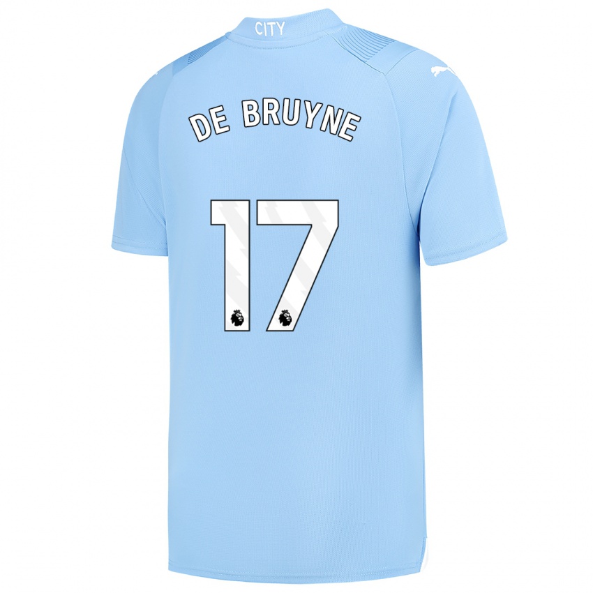Hombre Camiseta Kevin De Bruyne #17 Azul Claro 1ª Equipación 2023/24 La Camisa Chile