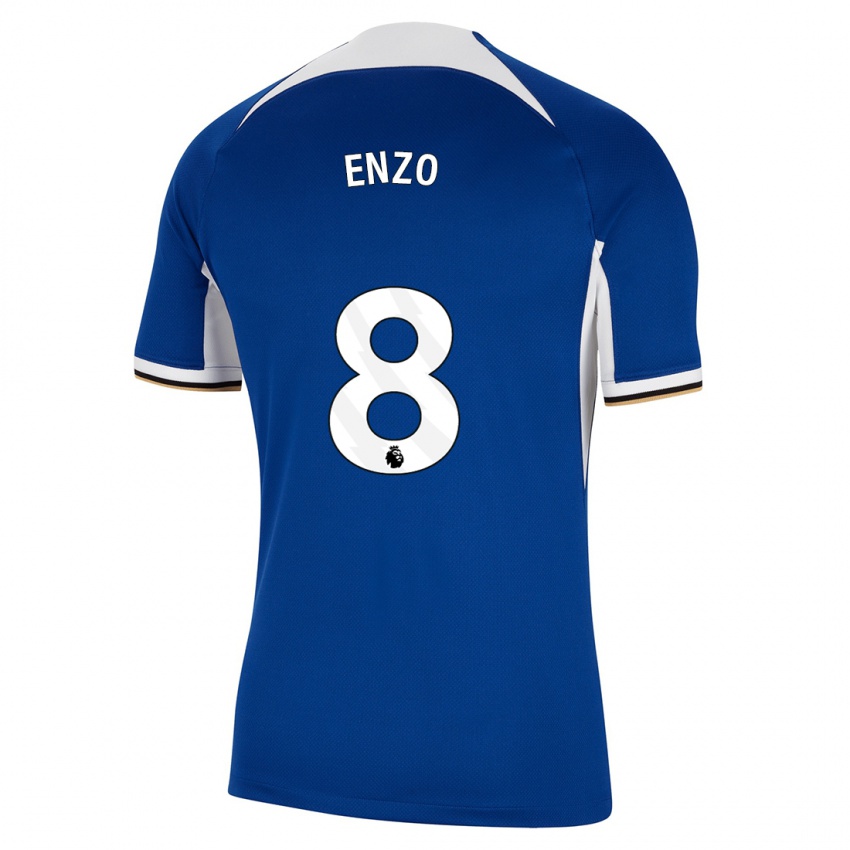 Hombre Camiseta Enzo Fernandez #8 Azul 1ª Equipación 2023/24 La Camisa Chile