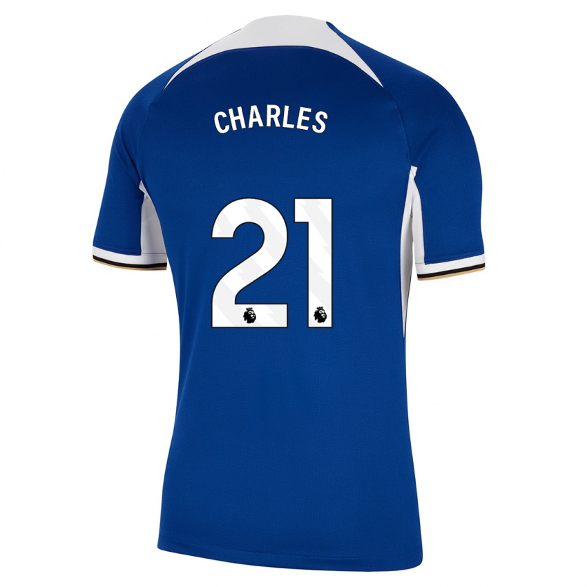 Hombre Camiseta Niamh Charles #21 Azul 1ª Equipación 2023/24 La Camisa Chile
