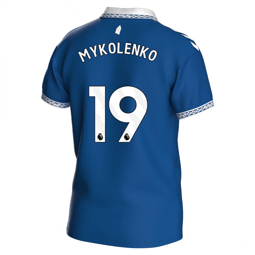 Hombre Camiseta Vitaliy Mykolenko #19 Azul Real 1ª Equipación 2023/24 La Camisa Chile