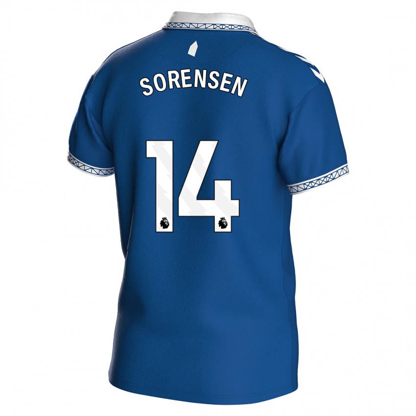 Hombre Camiseta Nicoline Sorensen #14 Azul Real 1ª Equipación 2023/24 La Camisa Chile