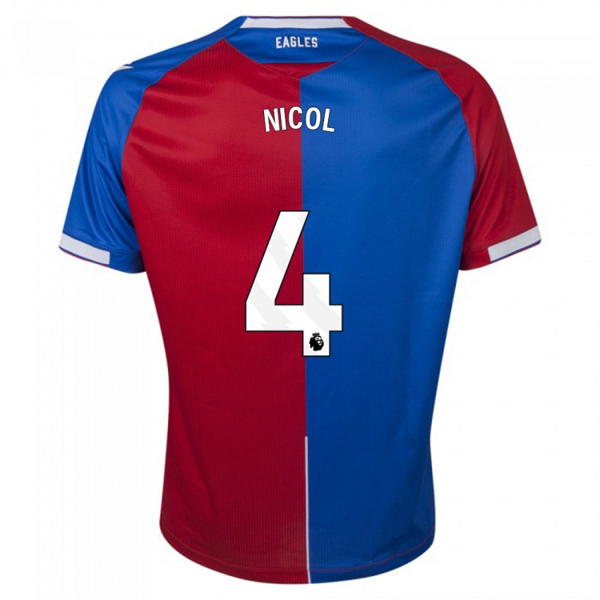 Hombre Camiseta Leigh Nicol #4 Rojo Azul 1ª Equipación 2023/24 La Camisa Chile