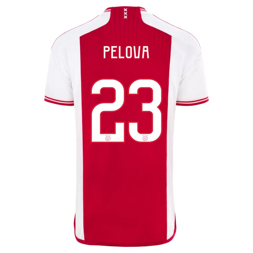 Hombre Camiseta Victoria Pelova #23 Rojo Blanco 1ª Equipación 2023/24 La Camisa Chile