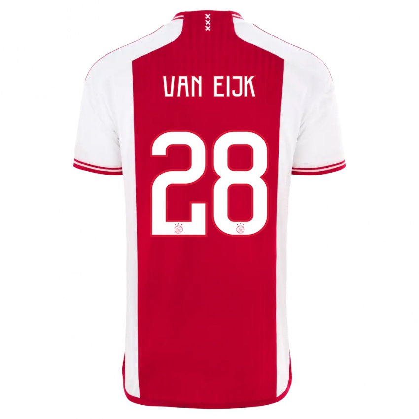 Hombre Camiseta Regina Van Eijk #28 Rojo Blanco 1ª Equipación 2023/24 La Camisa Chile