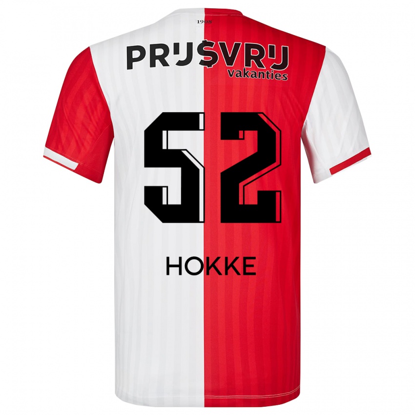 Hombre Camiseta Milan Hokke #52 Rojo Blanco 1ª Equipación 2023/24 La Camisa Chile