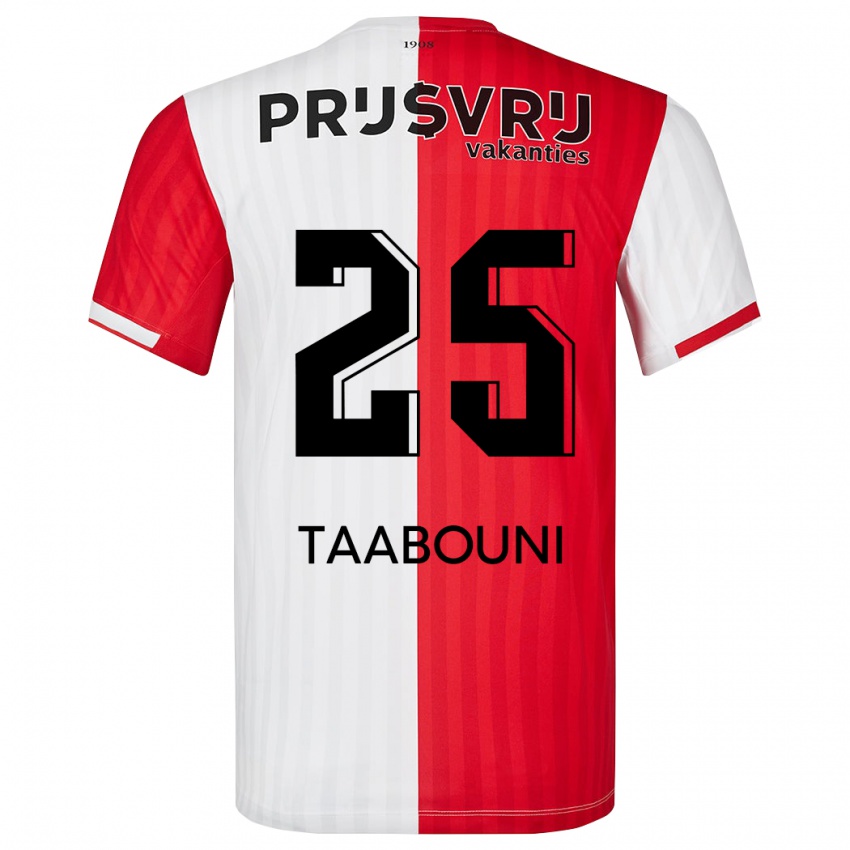 Hombre Camiseta Mohamed Taabouni #25 Rojo Blanco 1ª Equipación 2023/24 La Camisa Chile