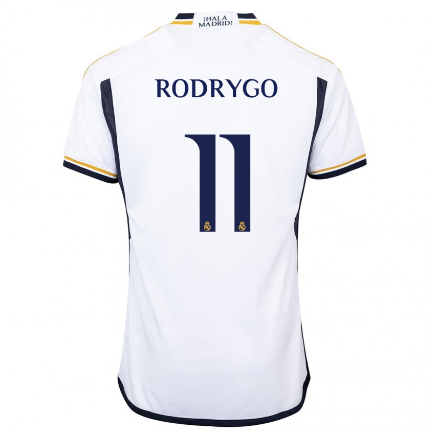 Hombre Camiseta Rodrygo #11 Blanco 1ª Equipación 2023/24 La Camisa Chile