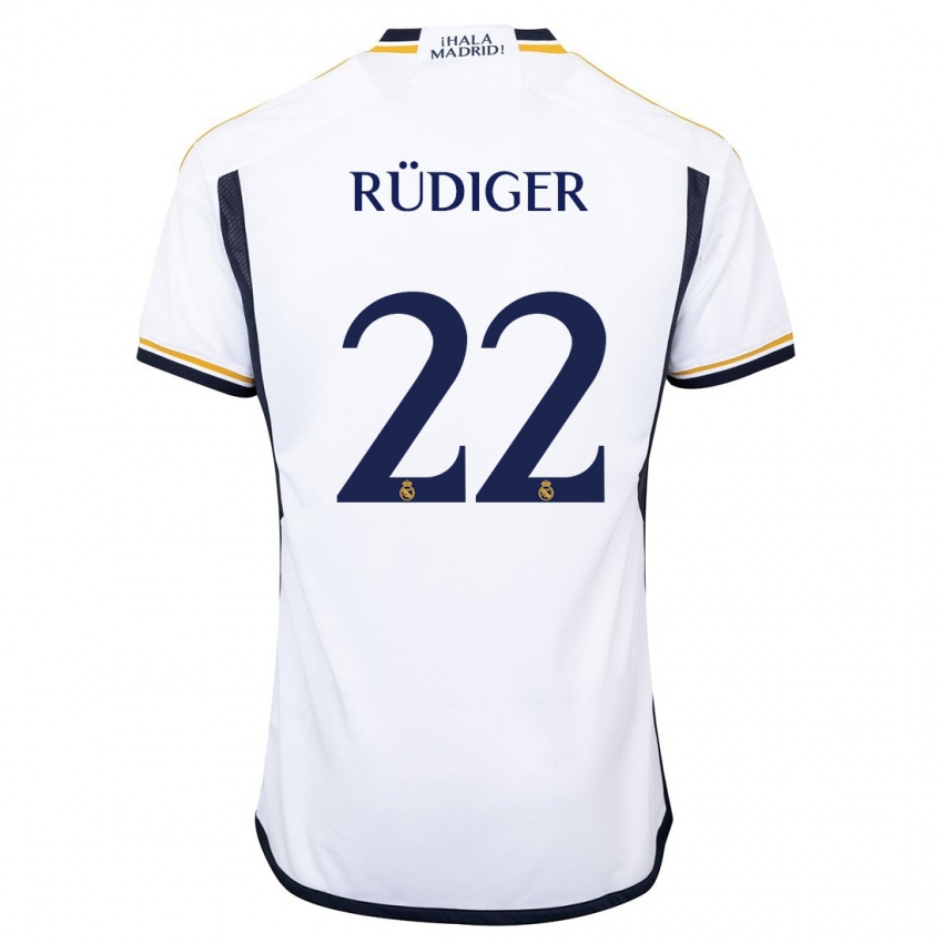 Hombre Camiseta Antonio Rudiger #22 Blanco 1ª Equipación 2023/24 La Camisa Chile