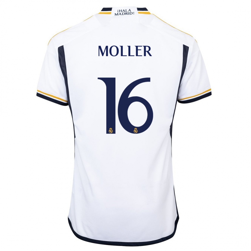 Hombre Camiseta Caroline Moller #16 Blanco 1ª Equipación 2023/24 La Camisa Chile