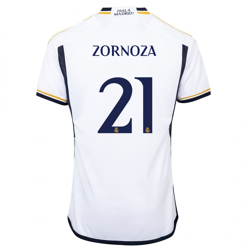 Hombre Camiseta Claudia Zornoza #21 Blanco 1ª Equipación 2023/24 La Camisa Chile