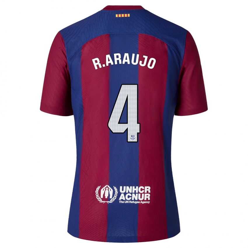 Hombre Camiseta Ronald Araújo #4 Rojo Azul 1ª Equipación 2023/24 La Camisa Chile